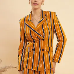 KASSUALLY Navy & Mustard Striped Blazer image 1