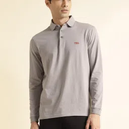 ANDAMEN Grey Regular Fit Cotton Polo T-Shirt image 1
