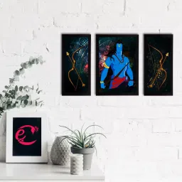 eCraftIndia Set of 3 Lord Ram Satin Matt Textured UV Art Painting image 1