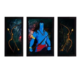 eCraftIndia Set of 3 Lord Ram Satin Matt Textured UV Art Painting image 2