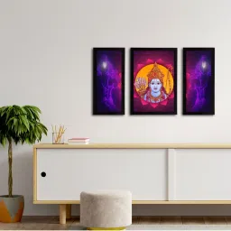 eCraftIndia Set of 3 Lord Ram Satin Matt Textured UV Art Painting image 3