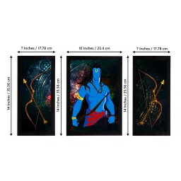 eCraftIndia Set of 3 Lord Ram Satin Matt Textured UV Art Painting image 4