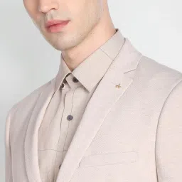 Arrow Beige Slim Fit Heathered Blazer image 4