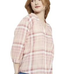 METTLE Pink Cotton Chequered Shirt image 4