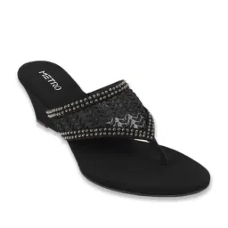 Metro Women's Black Thong Wedges-picture-41