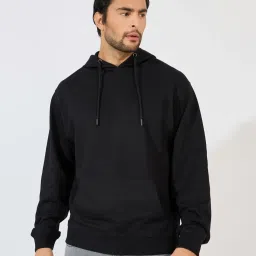 Styli Black Relaxed fit Printed Hooded Sweatshirts image 1