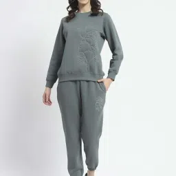 MADAME M Secret Green Embroidered Night Suit image 1