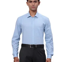 Park Avenue Blue Slim Fit Checks Shirt-image-6