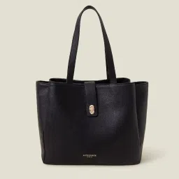 Accessorize London Black Solid Tote Handbag image 1