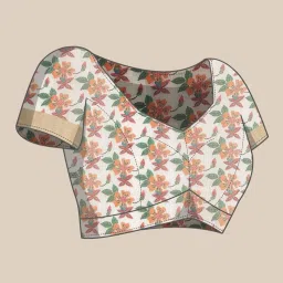 Silk Land Silk White Printed Saree With Unstitched Blouse image 4