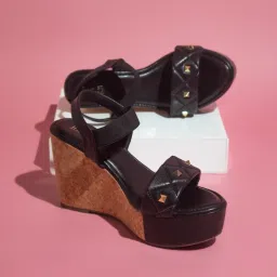 Inc.5 Women's Black Ankle Strap Wedges image 1