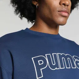 Puma Persian Blue Cotton Relaxed Fit Printed Sweatshirt image 4