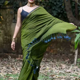 Suta Green Plain Saree Without Blouse image 4