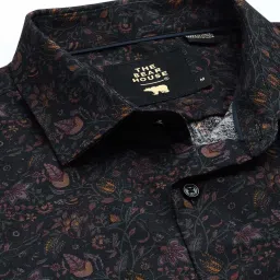 The Bear House Black Slim Fit Printed Cotton Shirt image 4
