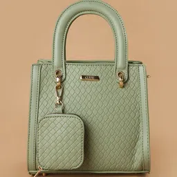 CODE by Lifestyle Women Textured Baguette Zip Detail Satchel Bag with Pouch image 5