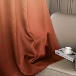 Story@Home 275 Cm (9 Ft) Polyester Long Doorcurtain Single Curtain, Brick Red & Light Grey, Gradient image 2