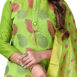 Maroosh Floral Embellished Zari Banarasi Jacquard Unstitched Dress Material image 2