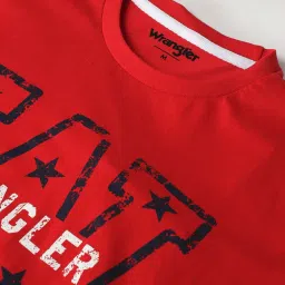 Wrangler Red Regular Fit Graphic Print Crew T-Shirt image 4