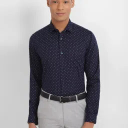 Allen Solly Navy Cotton Slim Fit Printed Shirt image 1