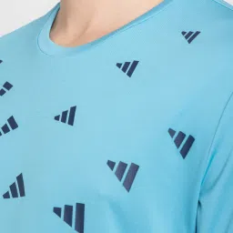 adidas Blue Regular Fit Logo Print Sports T-Shirt image 4