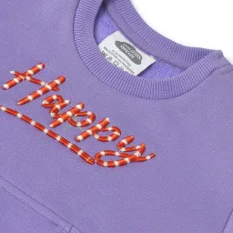 MiArcus Kids Purple Embroidered Full Sleeves Sweatshirt image 4