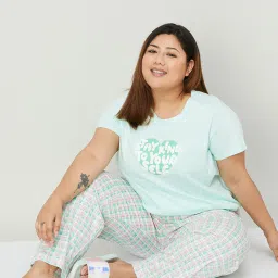 Nexus by Lifestyle Light Green Printed T-Shirt With Pyjamas image 4