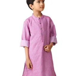 Fabindia Kids Pink Printed Full Sleeves Kurta-image-85