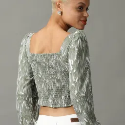 showoffff SHOWOFF Olive Printed Top image 4