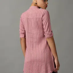 showoffff SHOWOFF Mauve Striped Longline Shirt image 4