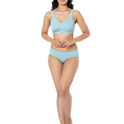 Amante Blue Cotton Full Coverage Bra image 4