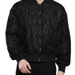Calvin Klein Black Regular Fit Printed Bomber Jacket image 1