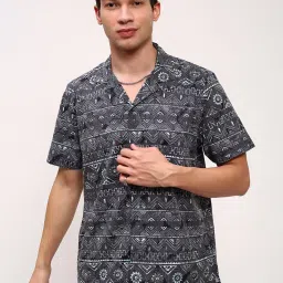 showoffff Showoff Grey Cotton Relaxed Fit Printed Shirt image 1