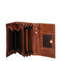 SASSORA Brown Textured Rfid Wallet for Women image 4