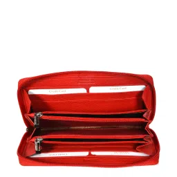 SASSORA Red Solid Rfid Zip Around Wallet for Women image 4