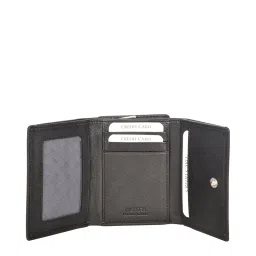 SASSORA Black Solid Rfid Tri-Fold Wallet for Women image 4