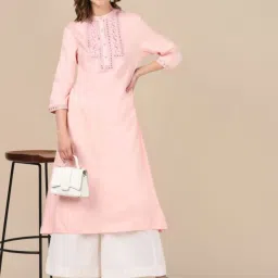 Rangita Peach Embroidered A Line Kurta image 4