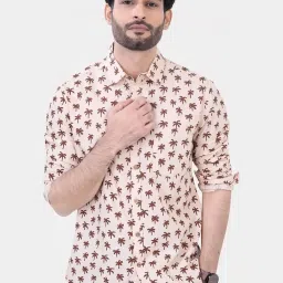 Vastrado Brown Cotton Relaxed Fit Printed Shirt image 1