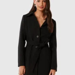 Forever New Black Regular Fit Solid Coat image 1
