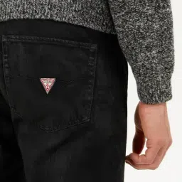 Guess Black Washed Mid-Rise Tapered Jeans image 4