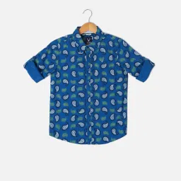 Allen Solly Junior Royal Blue Printed Full Sleeves Shirt image 1