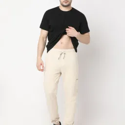 Underjeans By Spykar Beige Blended Solid Regular Fit Trackpants image 1