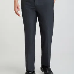 Park Avenue Blue Regular Fit Striped Trousers image 1