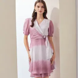 Latin Quarters Pink Polyester Tie-Dye Dress-image-25