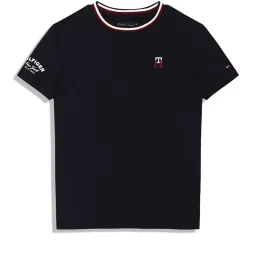 TOMMY HILFIGER Boys Blue Cotton Embroidered T-Shirt image 1