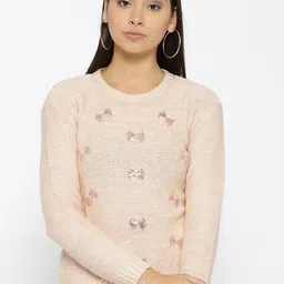 Species Women Peach-Coloured Sequinned Pullover-picture-38