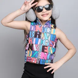 taffykids Girls Polyester Crop Open Front Jacket with Patchwork-image-92
