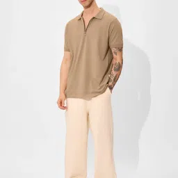 The Souled Store Brown Cotton Lycra Regular Fit T-Shirt image 1