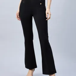 FEMEA Black Elastane Solid Trousers image 1