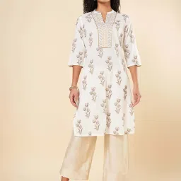 Rangmanch by Pantaloons White Floral Printed Kurta image 1
