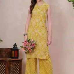 Jyoti Printed Regular Shirt Collar Pure Cotton Straight Kurta with Palazzos-image-9